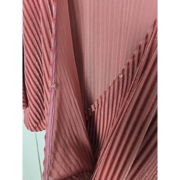 Sunday in Brooklyn Anthro Pink Rose Plisse Velvet Romantic Feminine Dress Medium - Picture 10 of 13